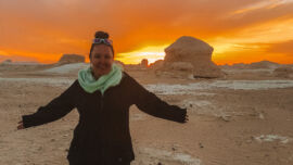 White Desert Tour Egypt, Depart Routine the White Desert Tour Egypt, Sunset in White Desert Egypt,